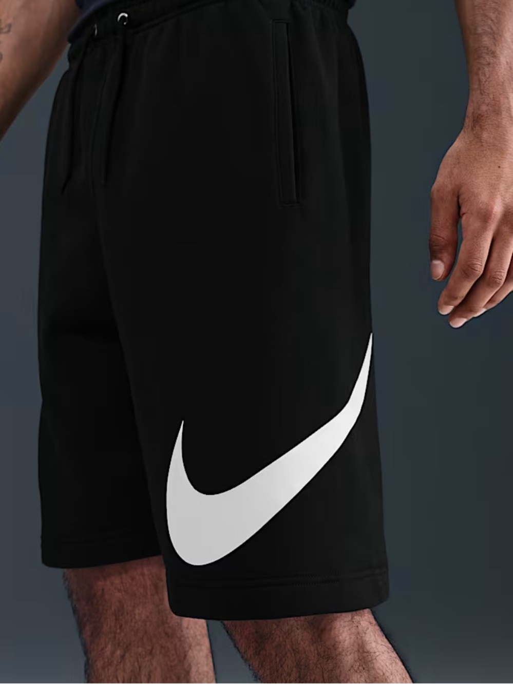 Nike Men’s Black Athletic Shorts with White Swoosh